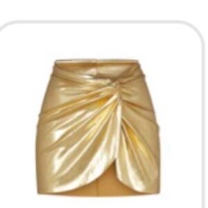 SKIMS Metallic Gold Swim Sarong Mini Skirt